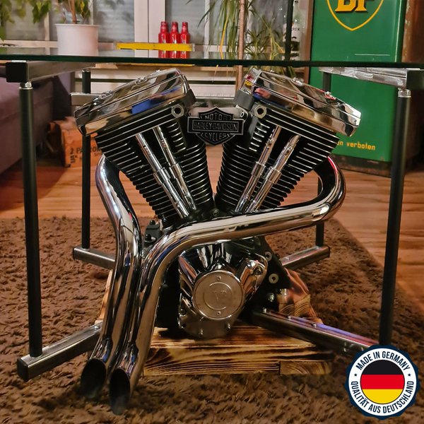 Motortisch gebaut aus V2 Harley EVO mit Krümmer